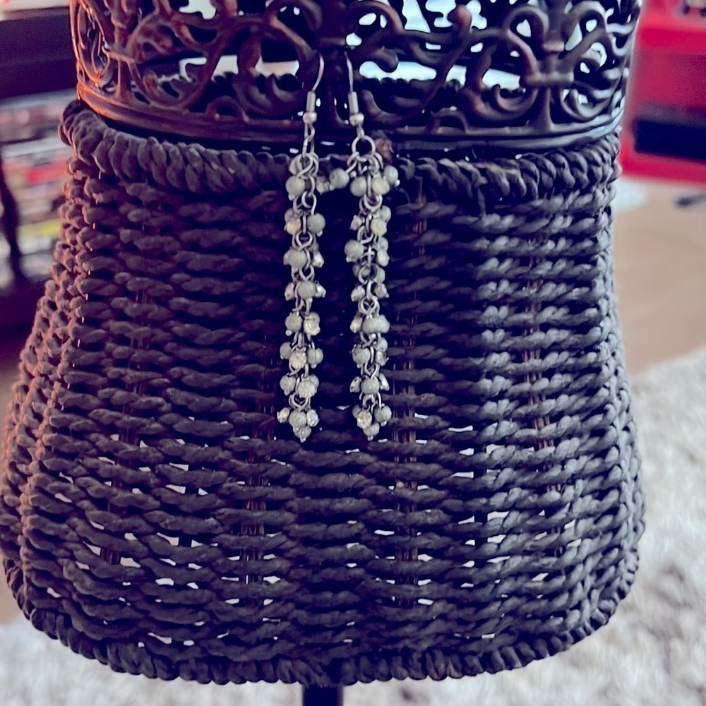 Pretty 3” Silver Sparkly ball Dangle Earrings! Cute! 🤩🛍️💕